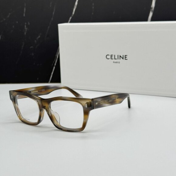 NEW CELINE CL50011F 055 HAVANA SQUARE UNISEX CELINE EYEGLASSES - Picture 2 of 12